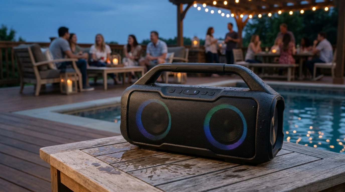 80W Outdoor Boombox: Deep Bass, Waterproof, LED