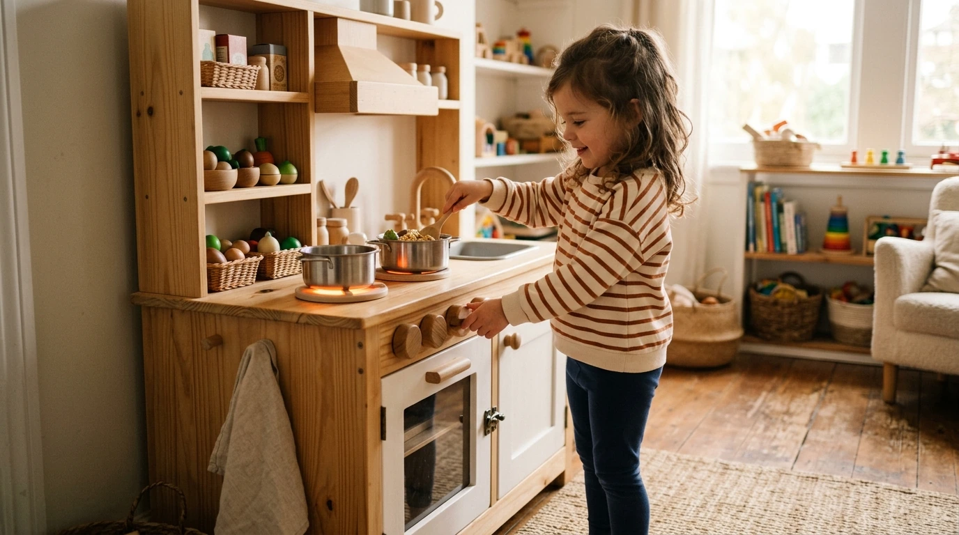 Wooden Play Kitchen with Lights & Sounds (Ages 3+)